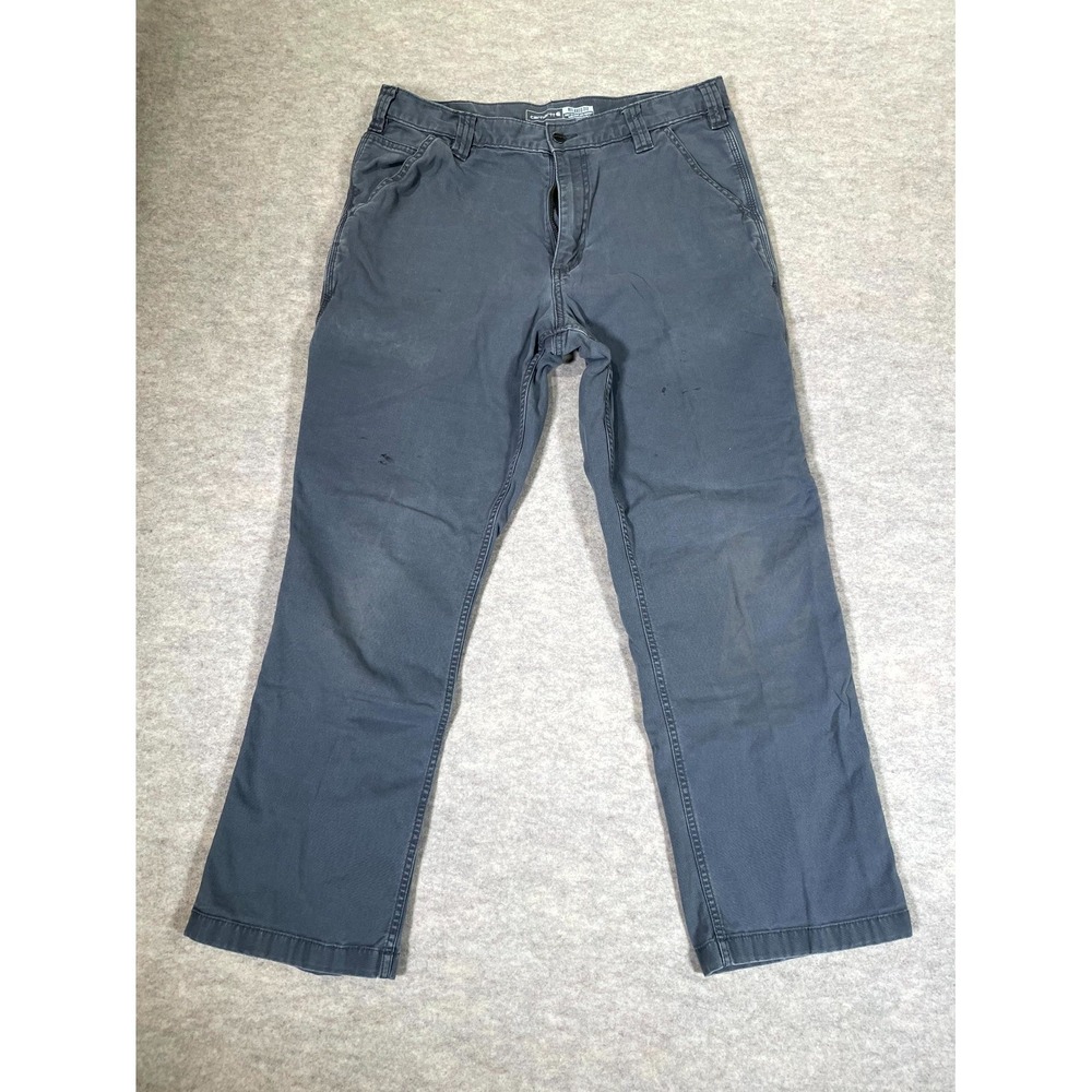 Carhartt Rugged Flex Relaxed Fit Work Pants Mens 35x32 Gray Canvas Straight Leg